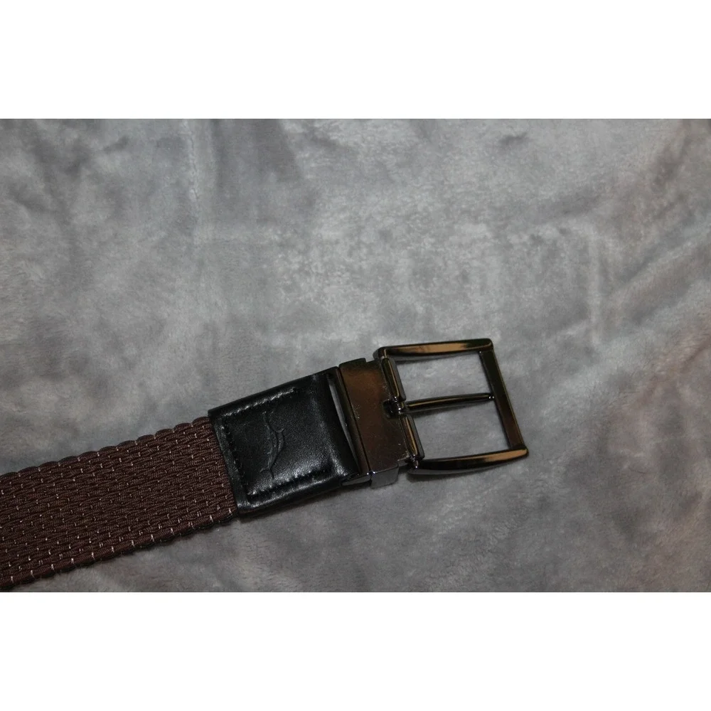TOMMY BAHAMA XL Reversible Brown Black Braided Stretch w/Leather Trim Belt Men's